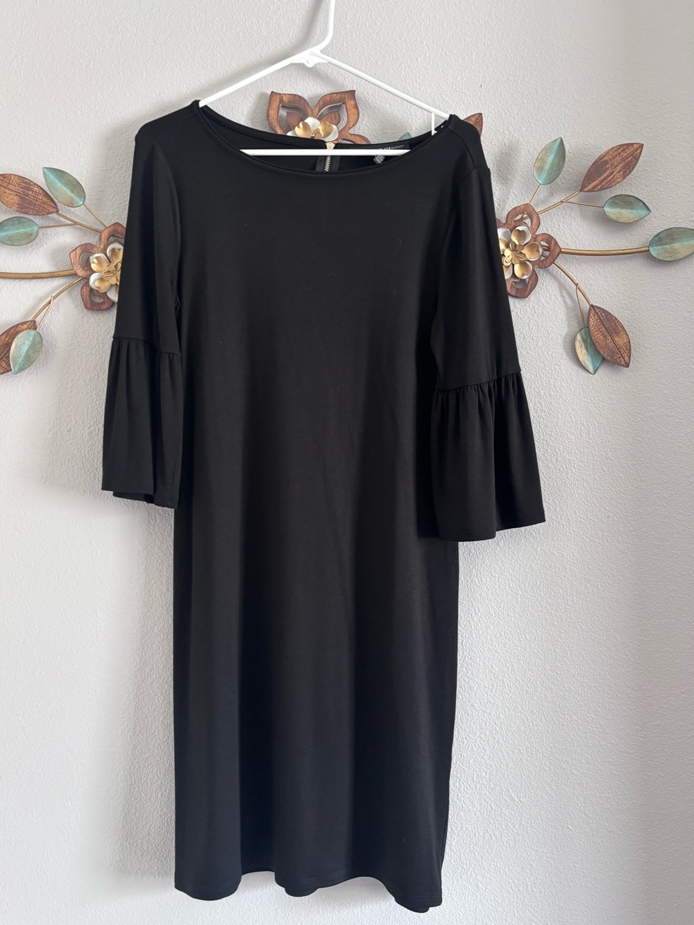 White House Black Market Black Bell-Sleeve Shift Dress
